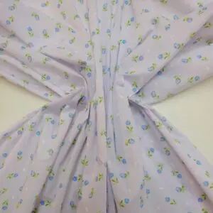 Polyester Cotton Fabric Floral Tipsey Tulips Blue