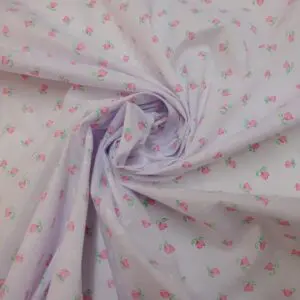 Polyester Cotton Fabric Floral Tipsey Tulips Pink