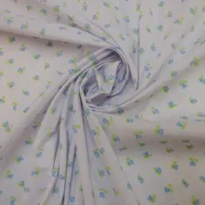 Polyester Cotton Fabric Floral Tipsey Tulips Blue