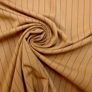 Suiting Fabric 2cm Brown Pin Stripe On Camel