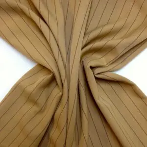 Suiting Fabric 2cm Brown Pin Stripe On Camel