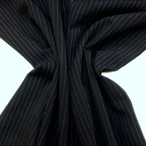 Suiting Fabric 1cm Pin Stripe Corporate Law Dark Navy White