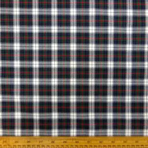 Tartan Fabric Twill Scottish Highlands Ivory Green Navy