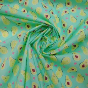 Polyester Cotton Fabric Avocado Toast Lime Mint