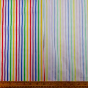 Polyester Cotton Fabric 5mm Stripe Multi Rainbow
