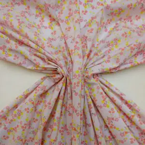 Polyester Cotton Fabric Floral Bobby Bouquet White