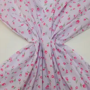 Polyester Cotton Fabric Floral Molly Tulips Pink
