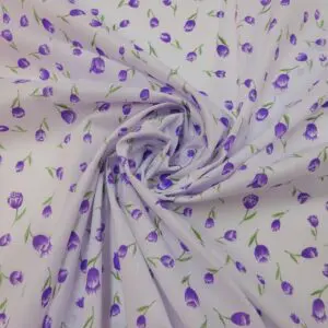 Polyester Cotton Fabric Floral Molly Tulips Purple