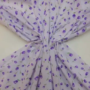 Polyester Cotton Fabric Floral Molly Tulips Purple