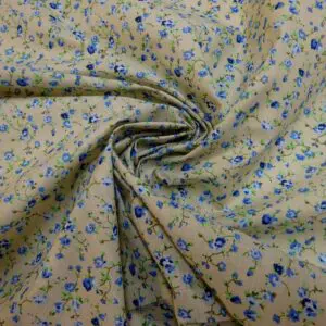 Polyester Cotton Fabric Floral Lady Catherine Cream/Blue