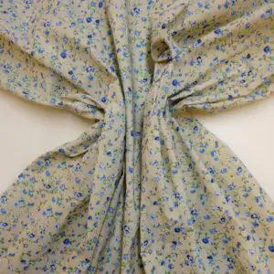 Polyester Cotton Fabric Floral Lady Catherine Cream/Blue