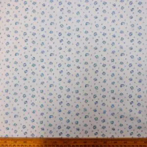 Polyester Cotton Fabric Floral Fiesta Blue