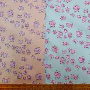 Polyester Cotton Fabric Floral De Lu Lu Rose
