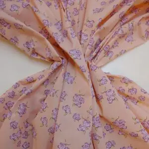 Polyester Cotton Fabric Floral De Lu Lu Rose Peach