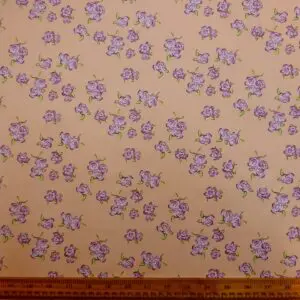 Polyester Cotton Fabric Floral De Lu Lu Rose Peach