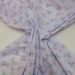 Polyester Cotton Fabric Floral Rio Beach Rose White Blue