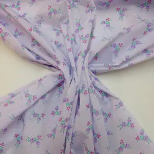 Polyester Cotton Fabric Floral Rio Beach Rose White Purple