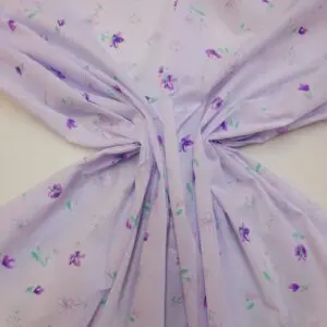 Polyester Cotton Fabric Floral Madeira Rose White/Purple
