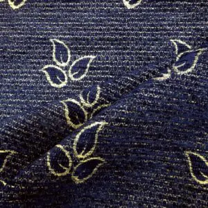 Curtain Fabric Upholstery Chenille Squirrel Leaf Navy