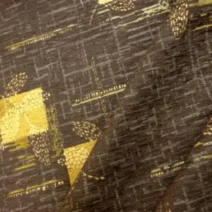 Curtain Fabric Chenille Squares Beige/Brown