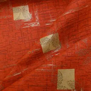 Curtain Fabric Chenille Squares Orange/Rust