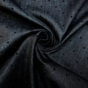 Denim Fabric Indigo Flock Spot Black Rigid Woven