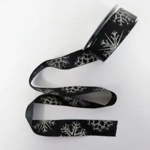Christmas Ribbon 35mm Black Ice Silver