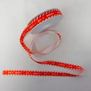 Christmas Ribbon 15mm Naughty Or Nice Red