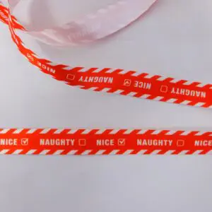Christmas Ribbon 15mm Naughty Or Nice Red