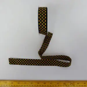 Christmas Ribbon 25mm Black With Gold Dashes
