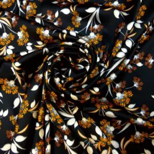 Satin Fabric Soft Polyester Floral Bush Copper