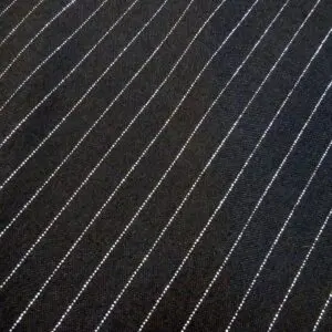 Suiting Fabric Pin Stripe Lurex 1cm Stripe Black/Silver