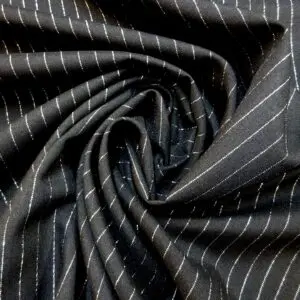 Suiting Fabric Pin Stripe Lurex 1cm Stripe Black/Silver