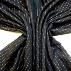Suiting Fabric Pin Stripe Lurex 1cm Stripe Black/Silver