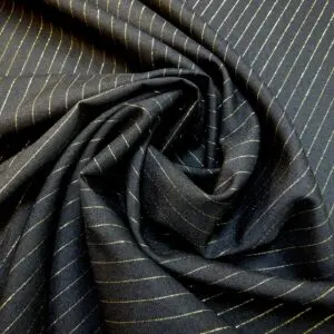 Suiting Fabric Pin Stripe Lurex 1cm Stripe Black/Gold