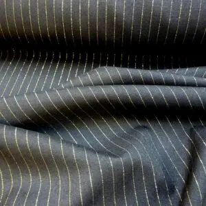 Suiting Fabric Pin Stripe Lurex 1cm Stripe Black/Gold