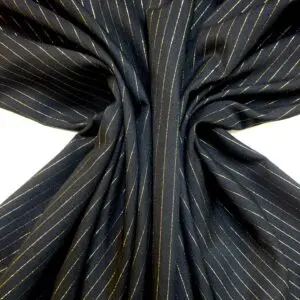 Suiting Fabric Pin Stripe Lurex 1cm Stripe Black/Gold