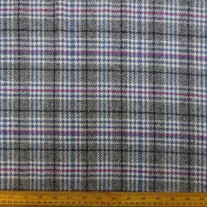 Suiting Fabric Cheeky Checks Cerise Turquoise Grey