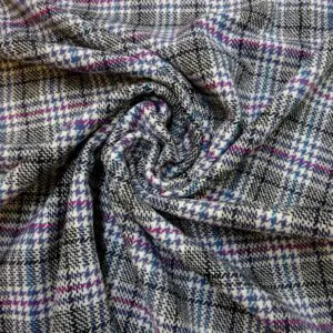 Suiting Fabric Cheeky Checks Cerise Turquoise Grey