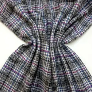 Suiting Fabric Cheeky Checks Cerise Turquoise Grey