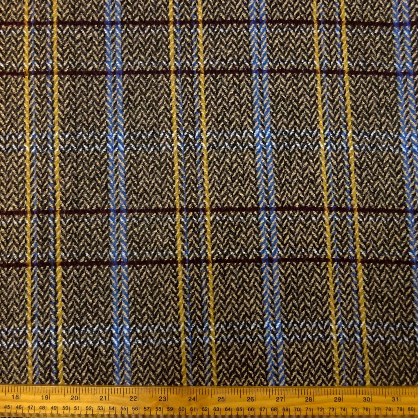 Jacketing Fabric Herringbone Harry Beige Blue Lemon