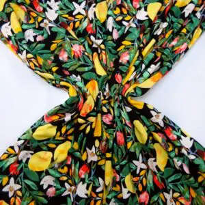 T-Shirting Fabric Lemon Crush Yellow Emerald Black