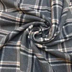 Suiting Fabric Wool Touch Tartan Grey Lochs