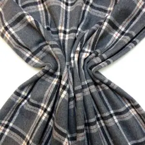 Suiting Fabric Wool Touch Tartan Grey Lochs