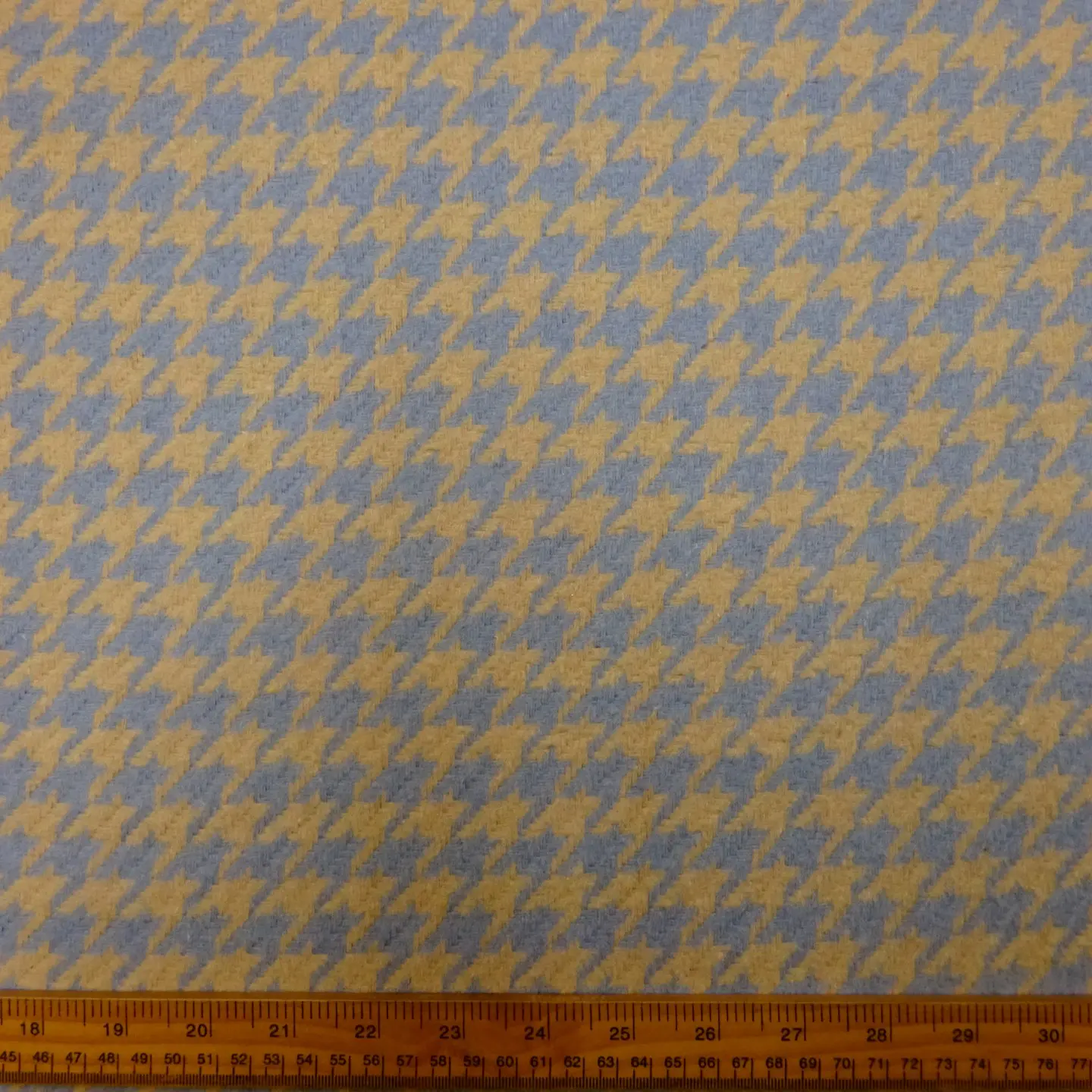 Faux Wool Fabric Jacket Weight Hounds Tooth Blue Beige