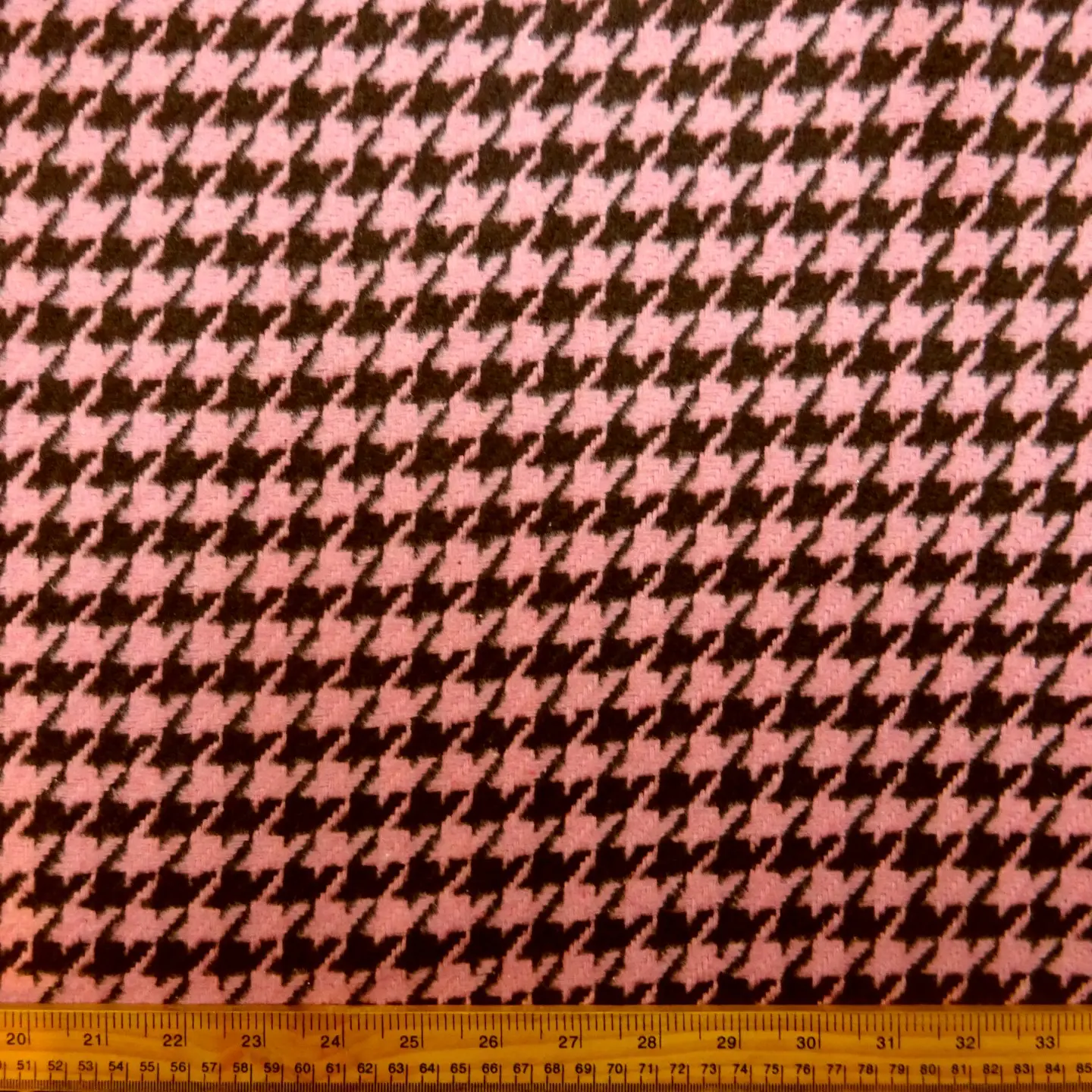 Faux Wool Fabric Jacket Weight Hounds Tooth Pink Brown