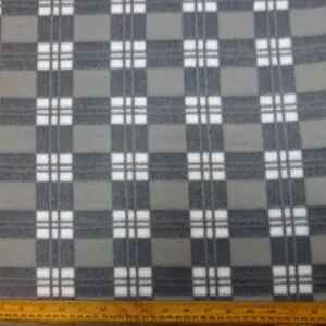 Polar Fleece Fabric Carlisle Checks Grey White