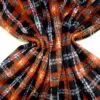 Suiting Fabric Jacketing Brushed Finish Plaid Copper Black