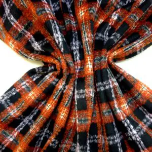 Suiting Fabric Jacketing Brushed Finish Plaid Copper Black