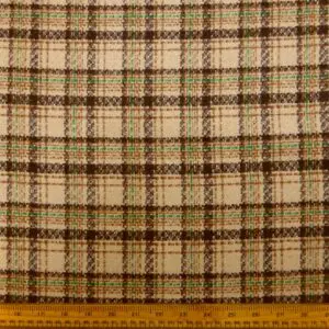 Suiting Fabric Jacketing Brushed Finish Shooting Plaid Beige Taupe